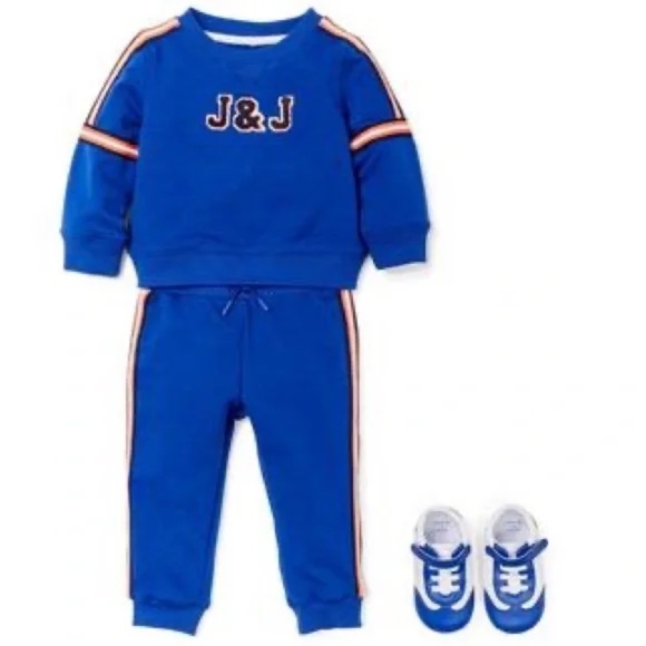 Janie and Jack Baby Boy Sport Collection Blue & Orange Joggers 0-3M, 3-6M, 6-12M - Picture 2 of 5